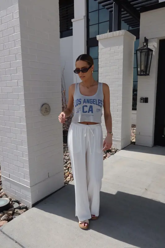 Los Angeles Boxy Tank In Grey